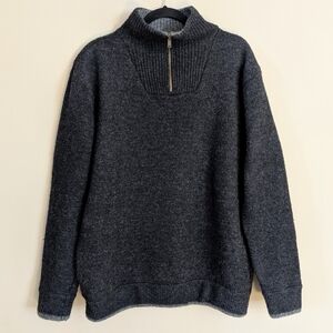 Irelands Eye Men's 100% Virgin Wool Quarter Zip Sweater Dark Gray Size L